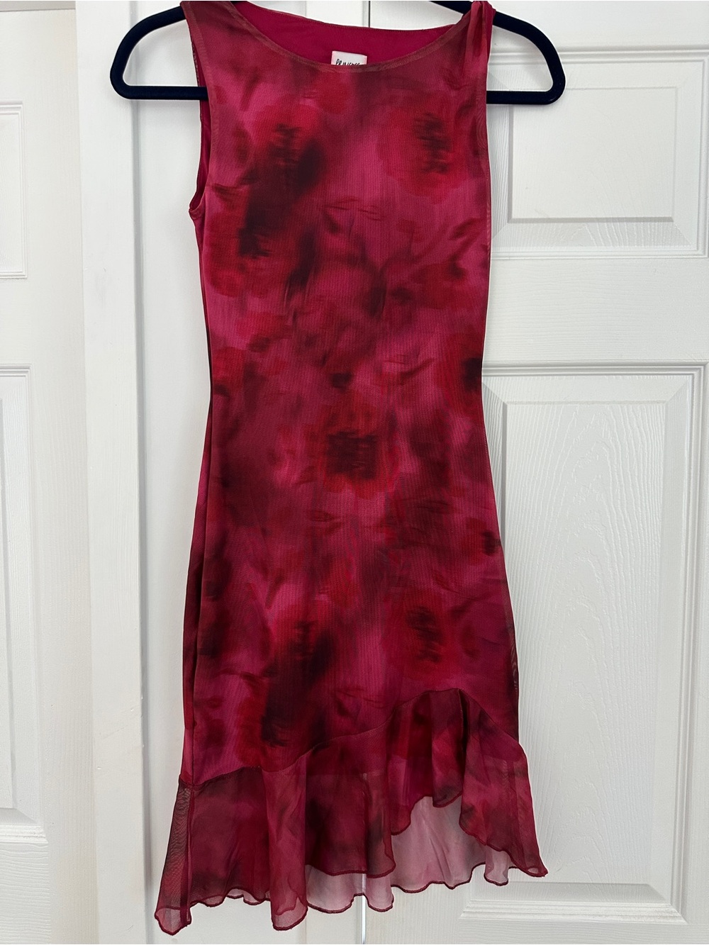 Princess Polly Red Tie-Dye Mini Dress with Ruffle Hem